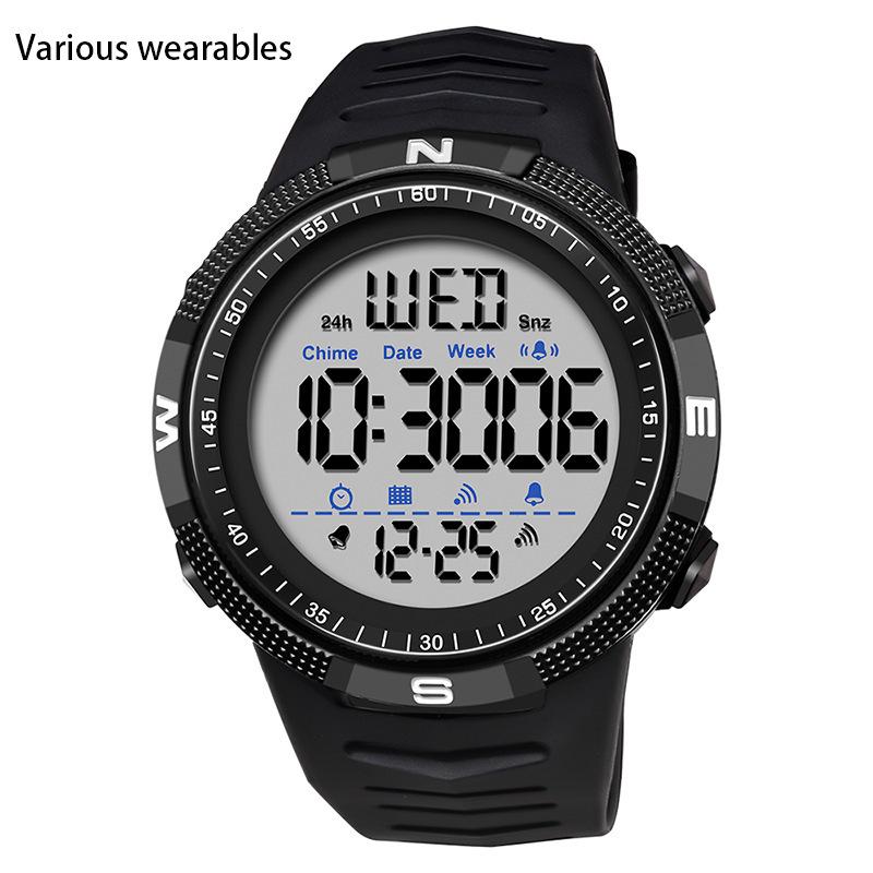 

Новый стиль Электронный механизм формы Модные тенденции Мужские часы для старшей школы Светящиеся в темноте водонепроницаемые часы