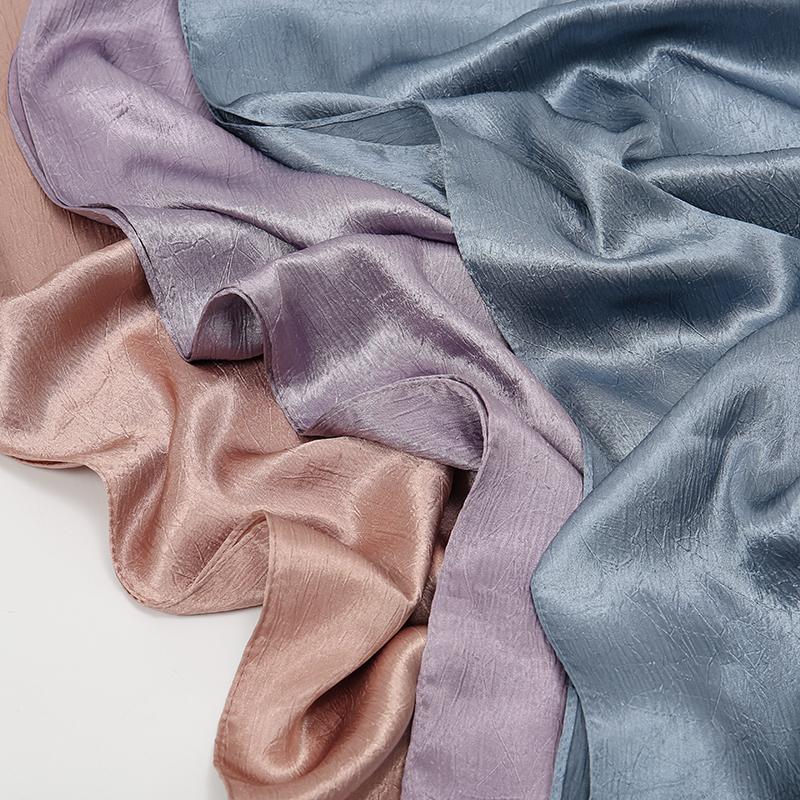New Arrival Crinkle Satin Silk Muslim Hijabs Scarf For Women Long Shawls Solid Big Size Headscarf Wraps Islamic Headband Turban