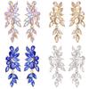 Luxe Alloy Flower Drop Earrings For Women With Sparkling Diamonds And Fashion Style