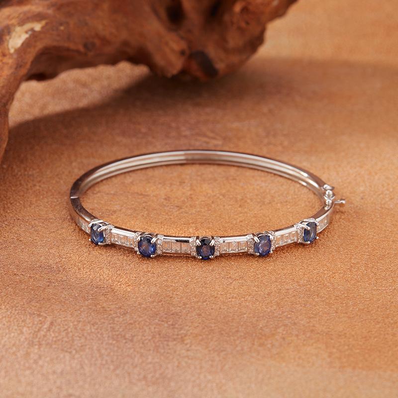 New Natural Garnet Sapphire Tanzanite Topaz Colored Treasure Bracelet Women'S S925 Sterling Silver
