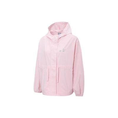 Einfarbige Jacke mit Logo-Print, Reißverschluss und Kapuze, lange Ärmel, Damenjacken, Rosa 671925-16