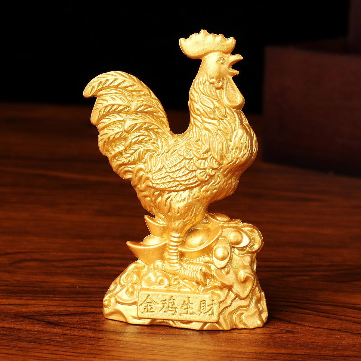 

Metal zodiac Yuan Baoji, home study tabletop ornament auspicious imitation copper ingot, golden rooster makes money