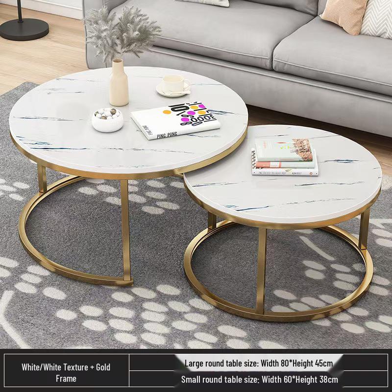 Compact Wrought Iron and Particleboard Coffee Table with Sintered Stone Surface