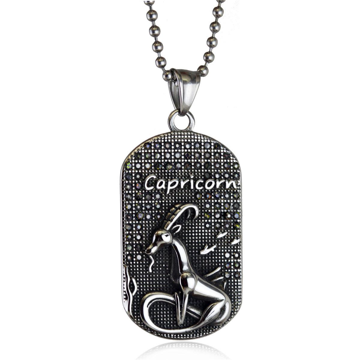 Хип-хоп Мода Кулон Панк Двенадцать Созвездий Титановая Сталь Кулон Ожерелье Трендовый Ретро Личность Жетон