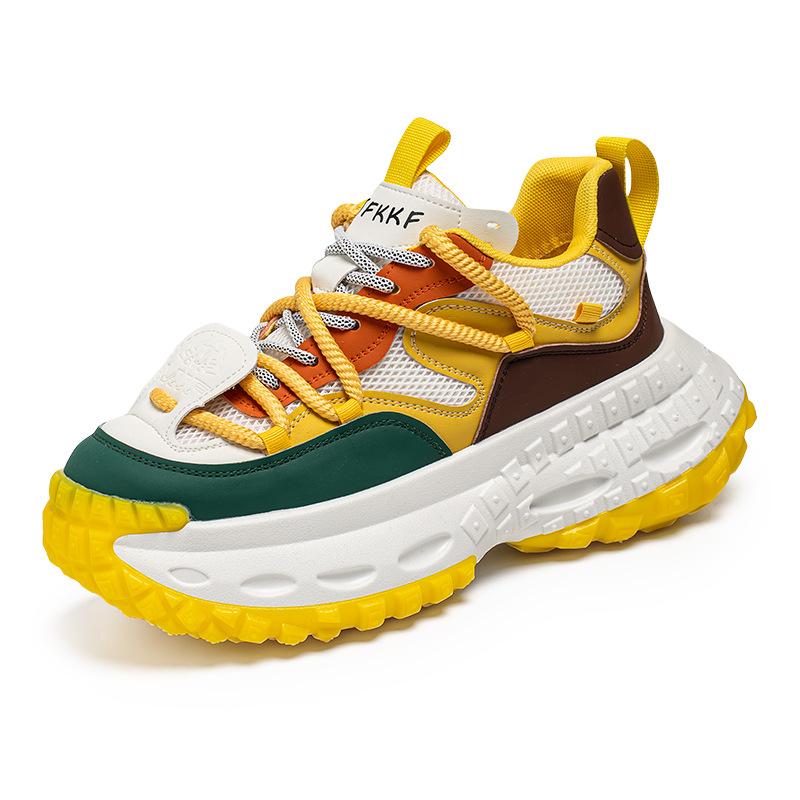 European Station Men's Shoes Live Broadcast Summer Mesh Breathable Casual Sports Shoes Students Versatile Thick Soles Heightening Dad Shoes