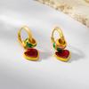 The original new new Chinese enamel color one wears more retro earrings, high-end female unique temperament drop glaze ear buckle