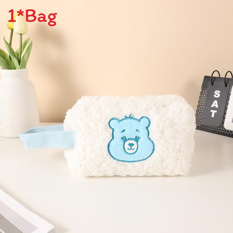 Plush Heart Bear Makeup Bag For Girls Portable Storage Organizer With Large Capacity