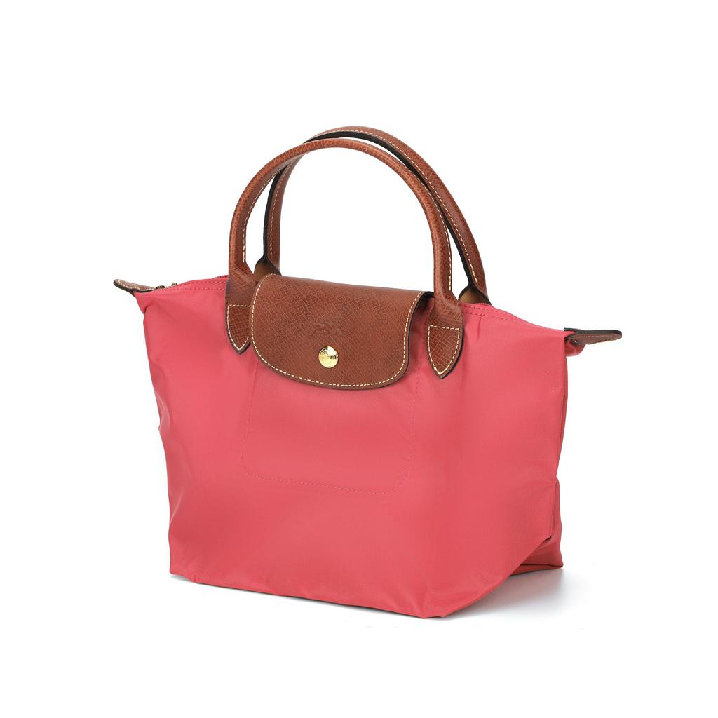 Longchamp Le Pliage 23 Embroidered Logo Solid Color Snap Zipper Closure Canvas Dumpling Tote Bag Small Women Tote Bags Pink 1621089P76