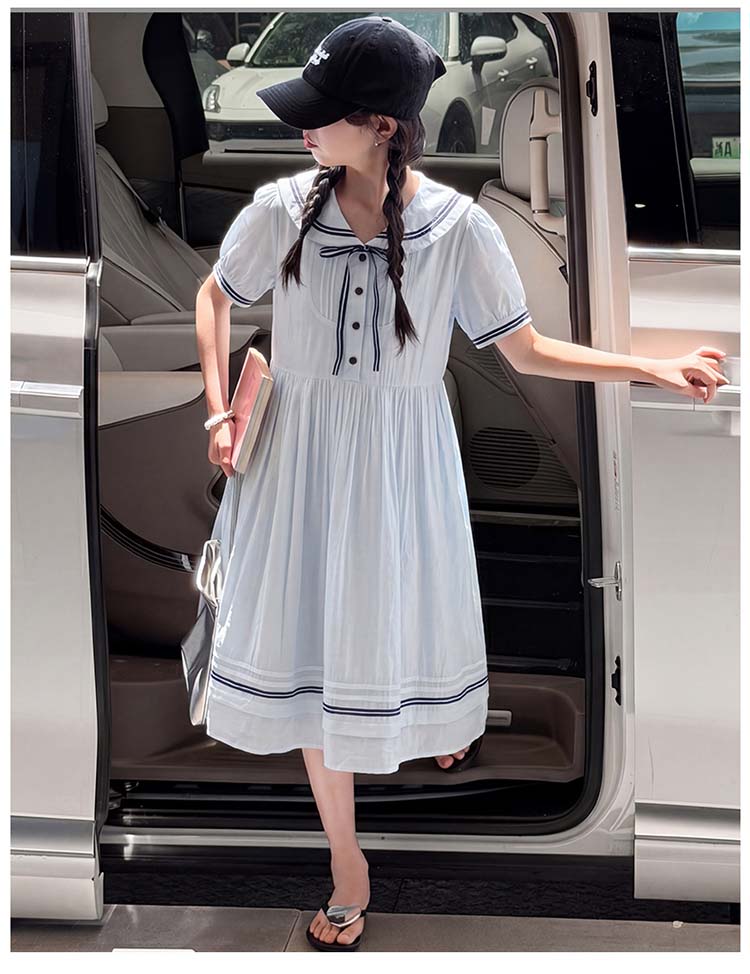 Girls' College Style Dress 2026 New Children's Korean Style Dress, Stylish and Versatile Summer Outfit, Big Children's Princess Dress Trend