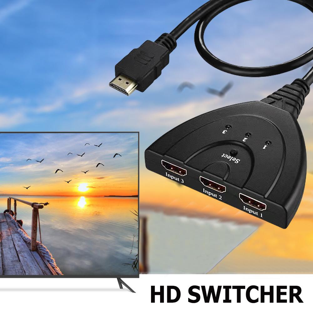 3-Port HDMI-Compatible Switcher Selector 4K/1080P with 1.8FT HDMI-Compatible Cable 3 in 1 Out for PS4 Xbox DVD Player Fire Stick