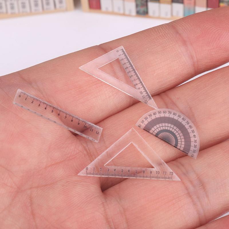 6/3Set Mini Ruler Triangle Rulers Dollhouse Simulation Miniature Creative School Model Dollhouse Accessories Home Decor