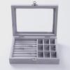 Pink Flocked Portable Jewelry Box with Lid - 316-Grit Dustproof Glass Ring & Earring Display