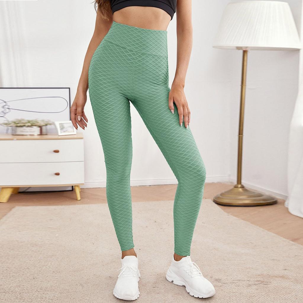 Women's Fashion Color Peach Butt Lifting Yoga Bubble Pants High Waist Sports Tights
