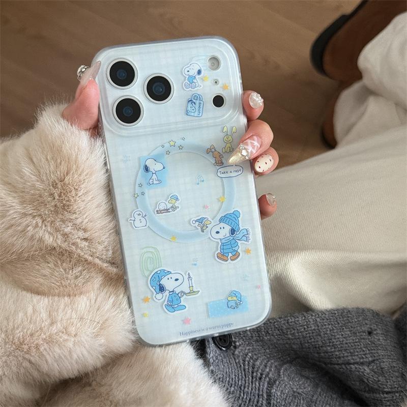 

SNOOPY Plaid Heart Magnetic Case for iPhone 17/16 Pro Max/15/14 - Women s Edition iPhone 17 Pro (Precision Cut)