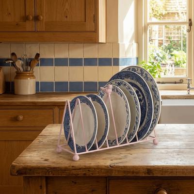 Practical Retro Kitchen Dish Organizer Layered Decorative Metal Dish Rack Bird Design Rust-Resistant Dish Holder Kitchen