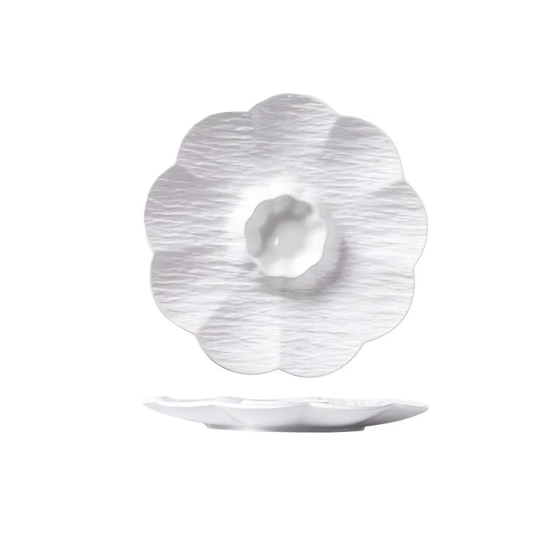 Abay Japanese Ceramic Dumpling Plate with Sauce Compartment