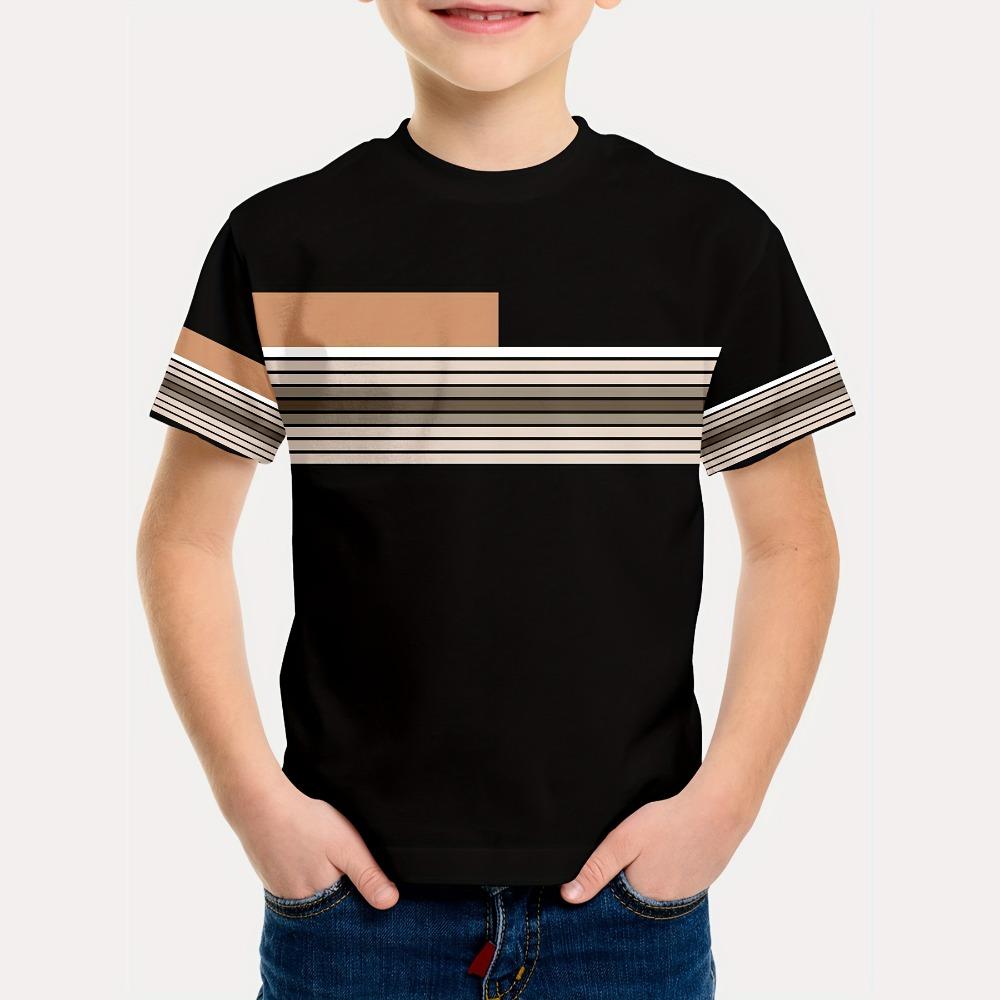 Kids Boys Clothes Simple Paris Letter Print Short Sleeve T Shirt Children Boys  Casual Comfortable Tees Children Top
