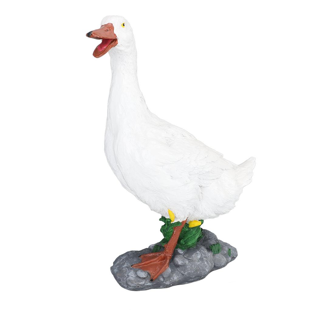Decorazione Figurine di Anatra Simulazione Impermeabile Resina Scultura Animale Ornamento per Giardino Prato L Anatra Bianca