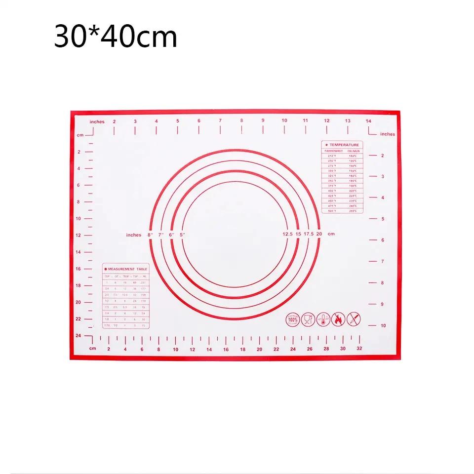 Various Size Silicone Kneading Pad Non-Stick Surface Rolling Dough Mat with Scale Kitchen Cooking Pastry Sheet Oven Liner Bakeware