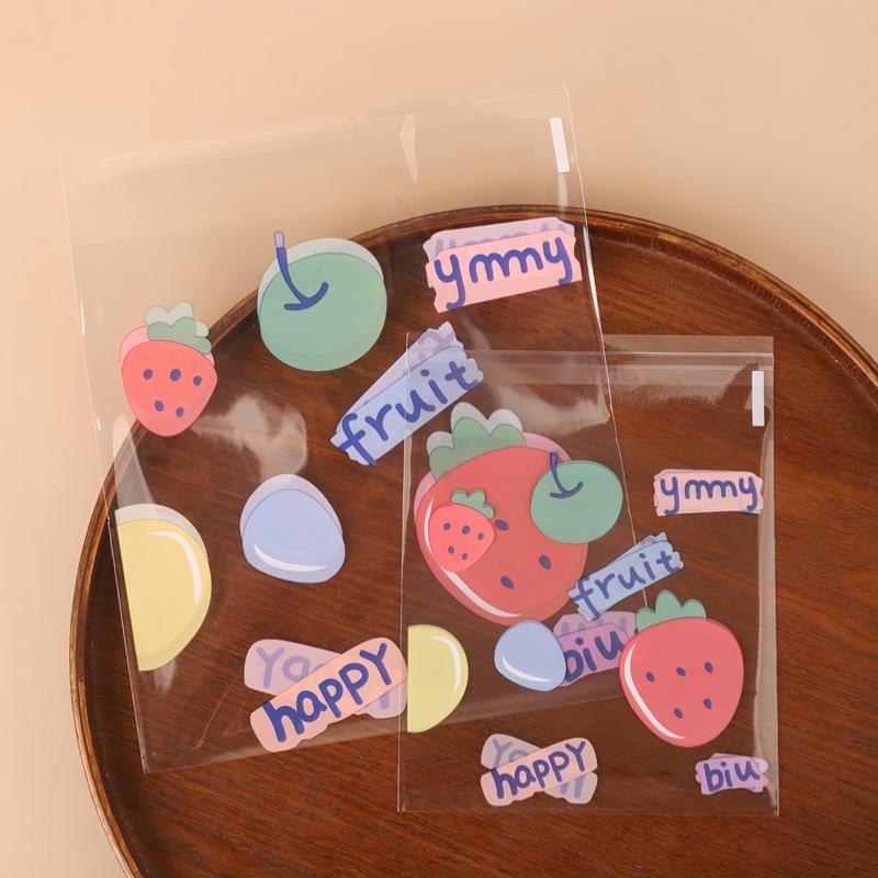 50/100 Pcs Cartoon Pattern Plastic Self-Adhesive Candy Bags Cookie Donut Bread Pastry Bag Food Packaging Resealable Gift Bag