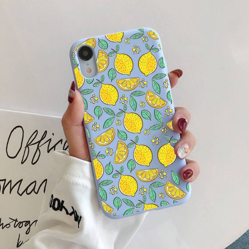 Summer green leaves fruit lemon peach pomegranate grape Phone Case for iphone 13 11 12 mini pro max 7 8 plus 6 6s x xs max xr
