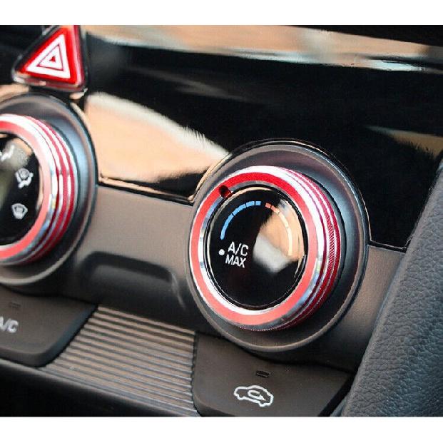 For Hyundai Elantra 2019-2020 Red Aluminum Console Air Conditioning Knob Trim 3X