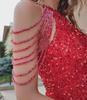 2025 Spring Sexy Halterneck Off-Shoulder Tassel Sequin Dress - European & American Fashion