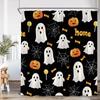 Roztomilý kreslený vzor ducha Sprchový závěs Dýňová lucerna Přízrak Oranžová Růžová Koupelnová dekorace Dítě Šťastný Halloween Vana Závěs