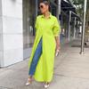 European and American Women Clothes Casual Spring New Solid Shirt Long Sweater Outerwear Solid Color Shirt Jacket