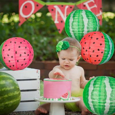 Paper Lantern Watermelon Shape Hawaii Party Beach Decorative Lantern Indoor Outdoor Festive Atmosphere Decor