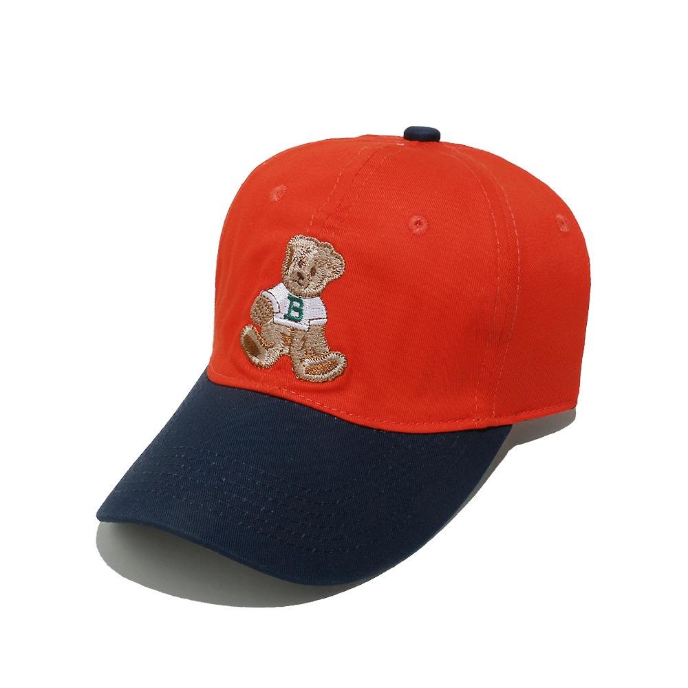 

Cotton Baseball Hat Embroidered Bear Outdoor Sport Hat Cute Travel Sunshade Hat B
