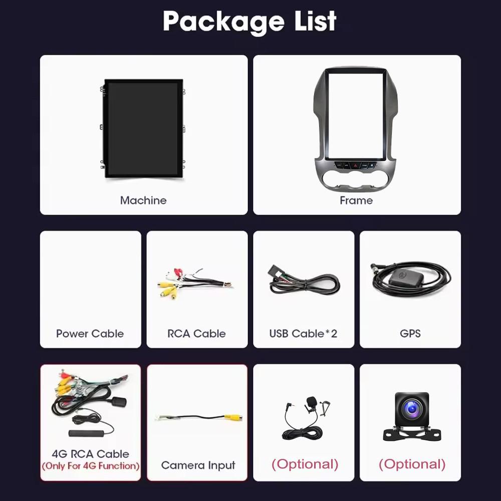 Ford Ranger Android Vertical Screen GPS Navigation with HD Reversing Camera & CarPlay