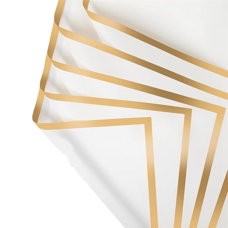 A23I-Luxury Gold-Edged 22.8X22.8Inch Waterproof Bouquet Wrapping Paper, Pack Of 20, Flower Arrangement Essentials