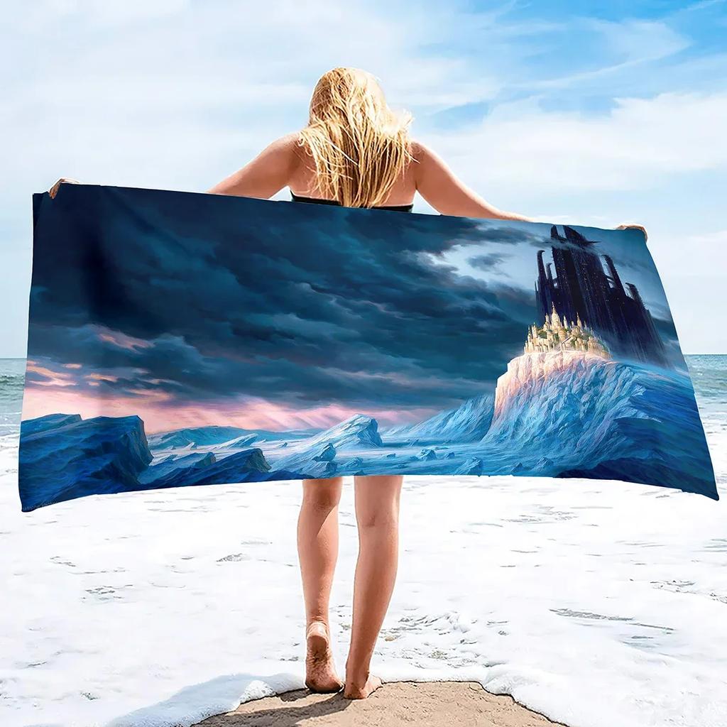 Microfiber Beach Towel Oversized,Sand Free Beach Towels for Girls, Fantasy Castle Bath Towel Large,Absorbent Soft Bathroom Towel