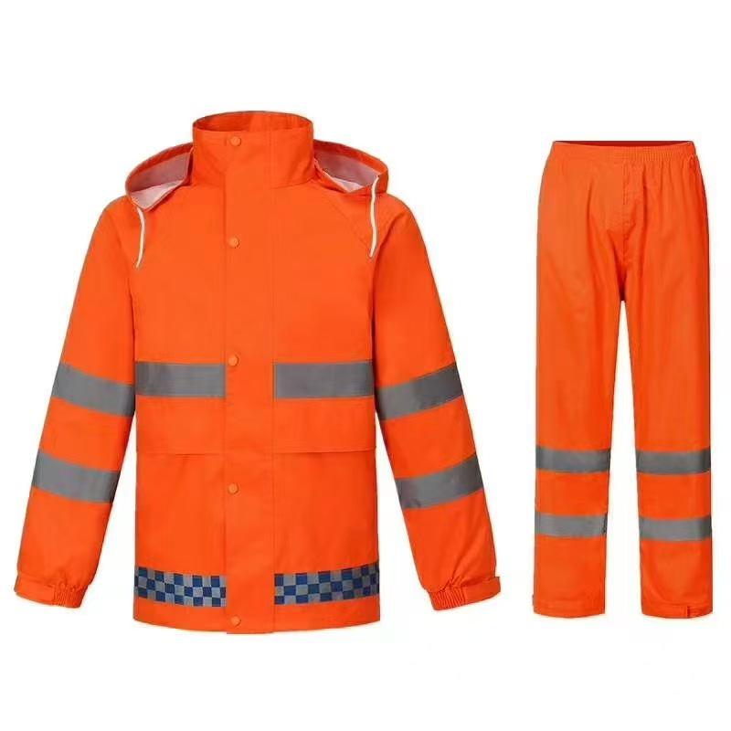 Hochgeschwindigkeits Fluoreszierend Grün Doppellagiges Reflektierendes Regenmantel- und Hosen-Set für den Schwerlastgebrauch