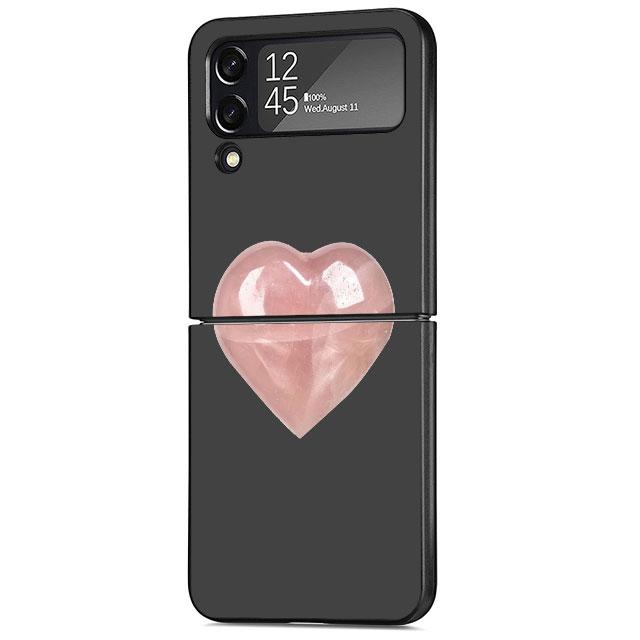 Heart Luxury Case For Samsung Galaxy Z Flip 3 4 5G Funda ZFlip 3 Black PC Hard Back Phone Capas