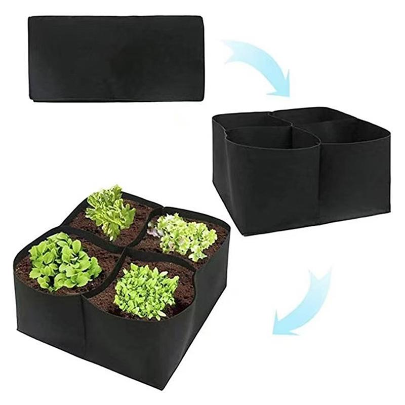 1/2/4/6/8 Holes Black Grow Bag Fabric Raised Garden Bed, Flowers And Vegetables Garden Grow Bags Rectangle Planting Nursery