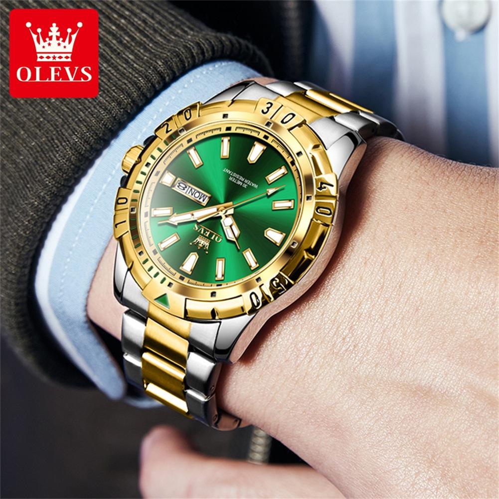 OLEVS 5560 Luxury Brand Men's Quartz Watches Calendar Week Waterproof Luminous Stainless Steel Dress Business Wristwatch for Man