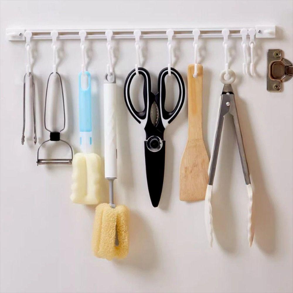 

Hanging Sliding Track Sticky Hooks No-Punch Kitchen Storage Tools Cabinet Door Hooks Spatula