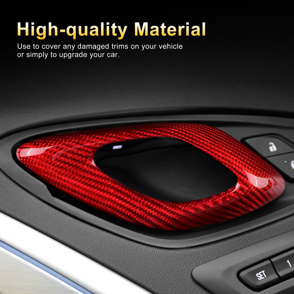 For Chevrolet Camaro 2016 2017-2023 Hard Carbon Fiber Inner Door Handle Cover Anti Scratch Interior Decor Mod Car Accessories