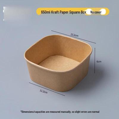 Disposable Kraft & Corn Starch Square Takeaway Bowl