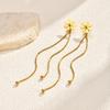 Classic Gold Plated Flower Earrings for Women Long Tassel Chain Stainless Steel Drop Earrings Fashion Popular Jewelry Gifts