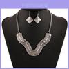 V Shaped Necklace Set With Alloy Electroplated Geometric Design For Men Women