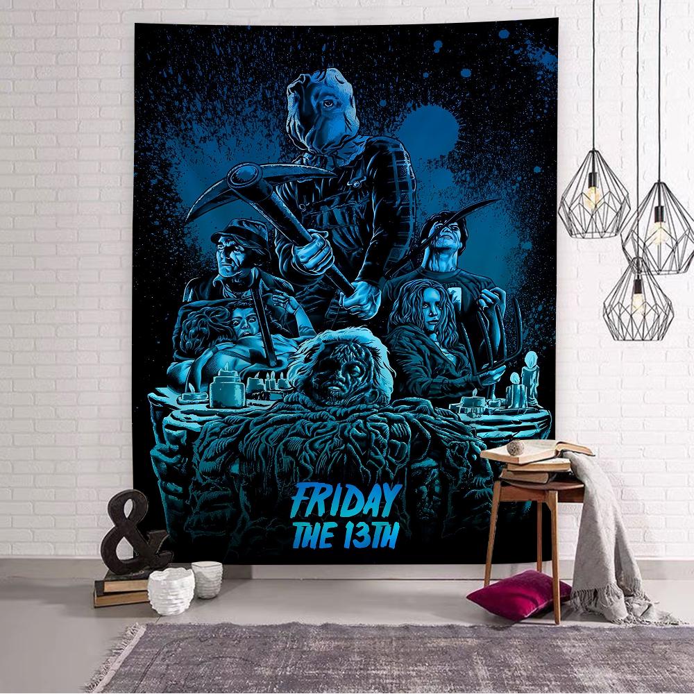 Friday the 13th DIY Wall Tapestry Hippie Flower Wall Carpets Dorm Decor Wall Art Decor