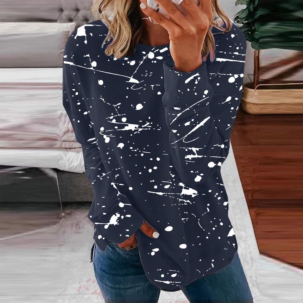 Women's Casual Fashion Halloween Print Long Sleeve Round Neck Pullover Top