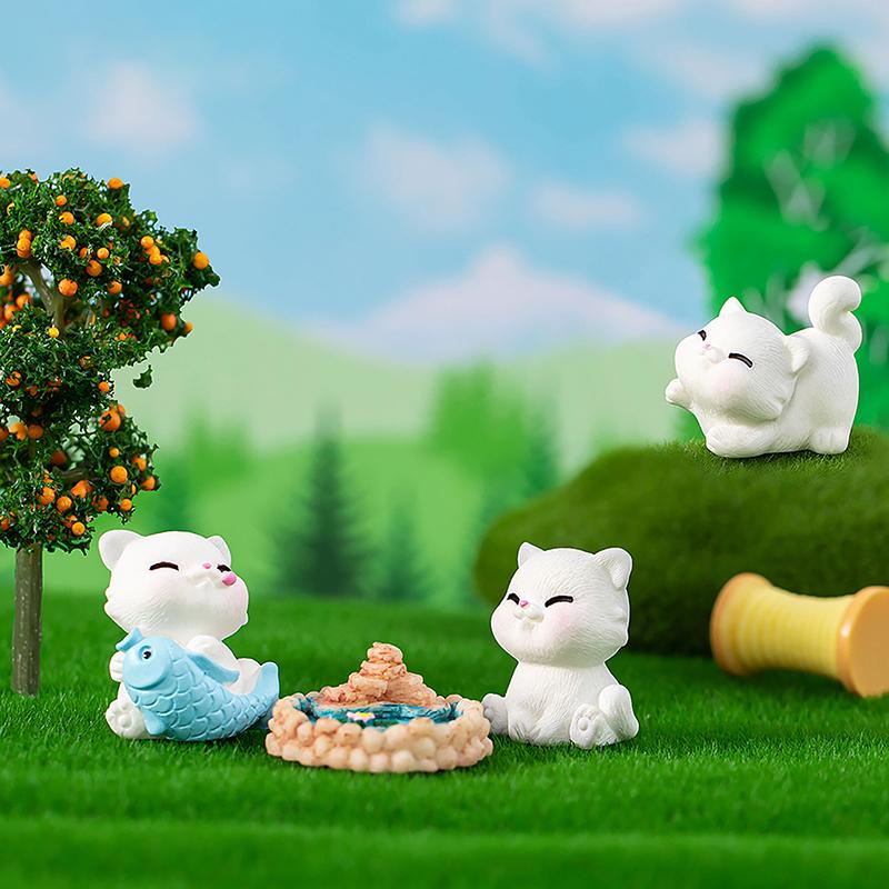 Miniaturní figurky zvířat Malá kočka Řemesla z pryskyřice House Micro Fairy Garden Diy Doplňky Kreativní domácí dekorace do auta