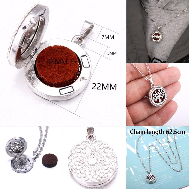 New Tree Of Life Aromatherapy Necklace Stainless Steel Essential Oil Diffuser Amulet Perfume Locket Pendant Women Jewelry Gift