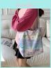 Pink Floral Canvas Tote Bag With Soft Cotton Material And Trendy Street Fashion