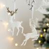 Christmas Tree Hanging Pendants Decoration Glitter Small Xmas Deer Ornaments Merry Christmas Decor Happy New Year White Deer