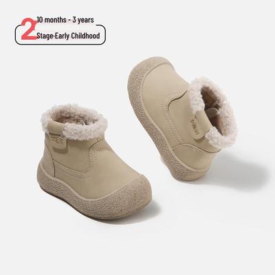 Kinderschoenen Antislip Katoen Sneeuwschoenen: Leren Wandelschoenen met Fleecevoering voor Jongens & Meisjes